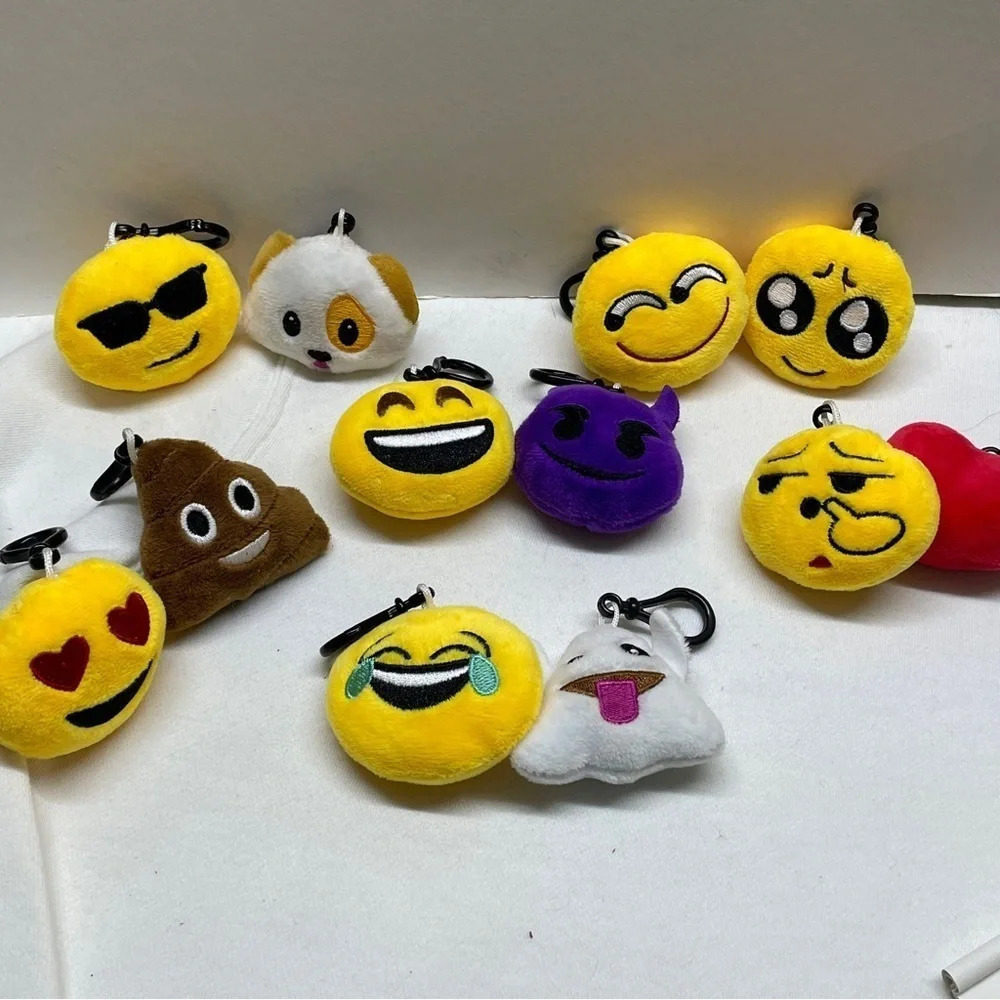 Emoji clip on plush collectable key chain or bag jewelry charms